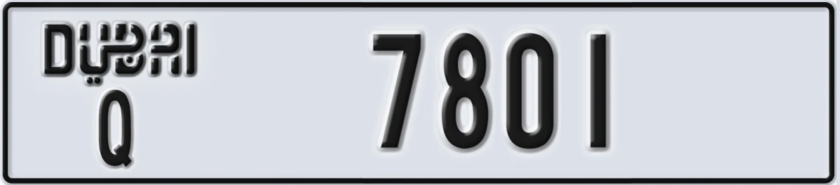 UAE License Plate Dubai Q 7801
