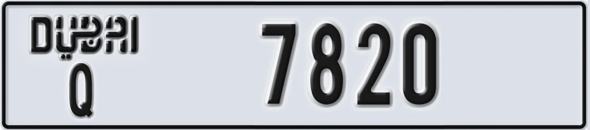 UAE License Plate Dubai Q 7820
