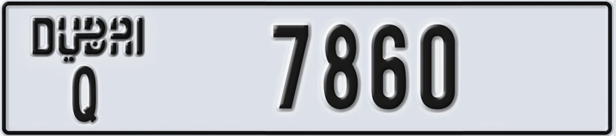 UAE License Plate Dubai Q 7860