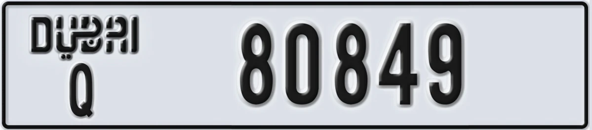 UAE License Plate Dubai Q 80849