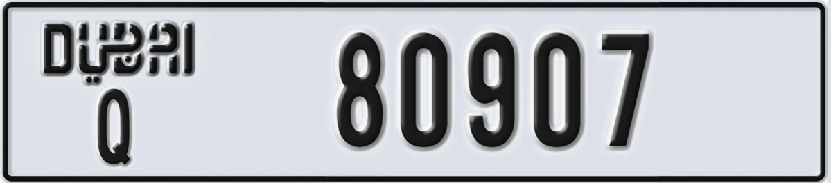 UAE License Plate Dubai Q 80907