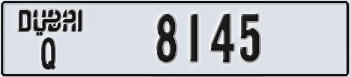 UAE License Plate Dubai Q 8145