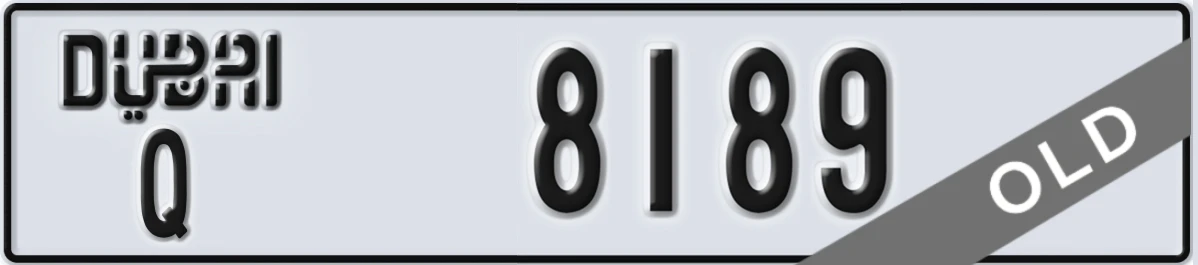 UAE License Plate Dubai Q 8189