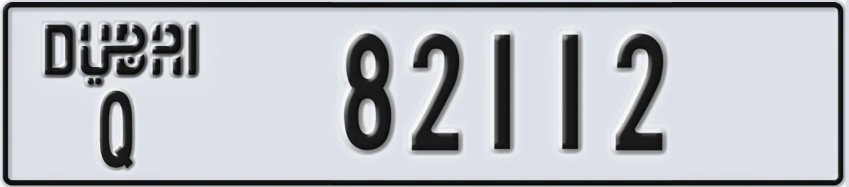 UAE License Plate Dubai Q 82112