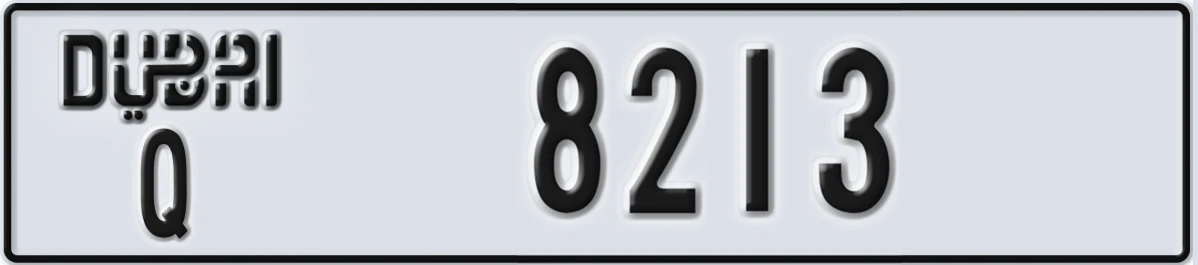 UAE License Plate Dubai Q 8213