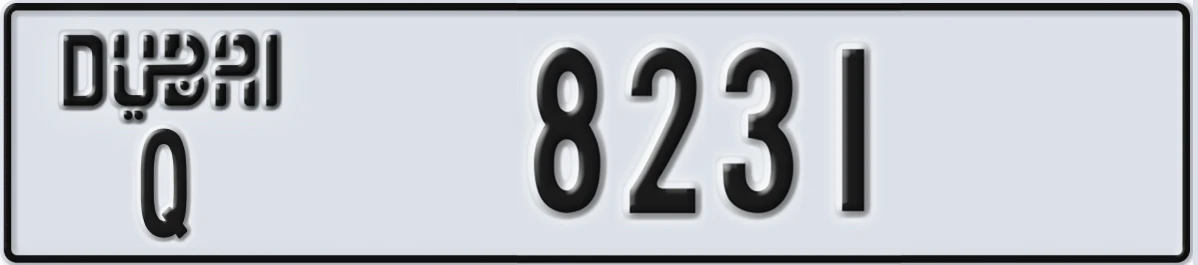 UAE License Plate Dubai Q 8231