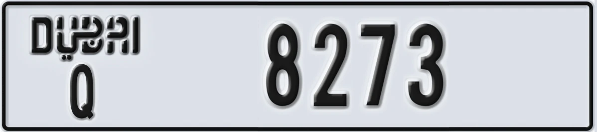 UAE License Plate Dubai Q 8273