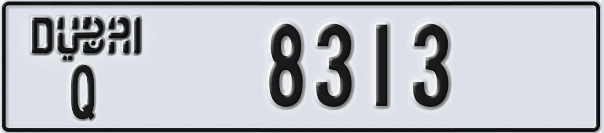 UAE License Plate Dubai Q 8313