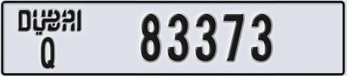 UAE License Plate Dubai Q 83373