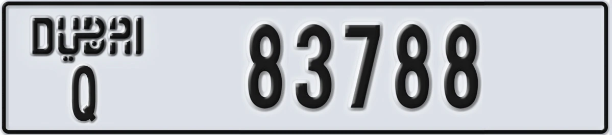 UAE License Plate Dubai Q 83788