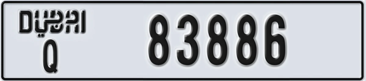 UAE License Plate Dubai Q 83886