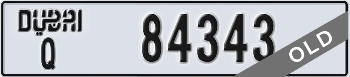 UAE License Plate Dubai Q 84343
