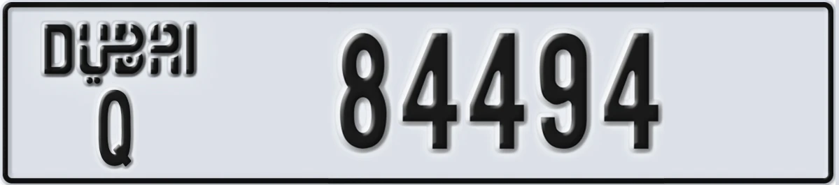 UAE License Plate Dubai Q 84494