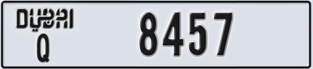 UAE License Plate Dubai Q 8457