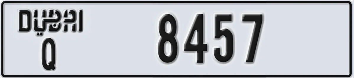 UAE License Plate Dubai Q 8457
