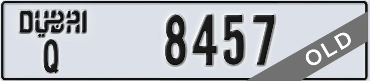 UAE License Plate Dubai Q 8457