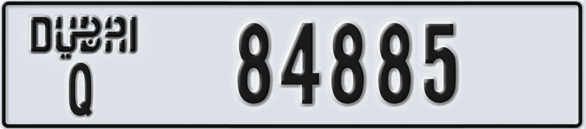 UAE License Plate Dubai Q 84885