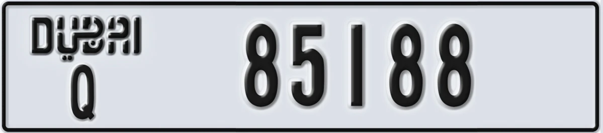 UAE License Plate Dubai Q 85188