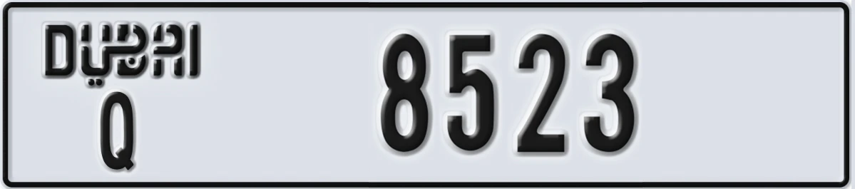 UAE License Plate Dubai Q 8523