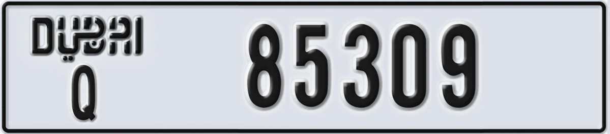 UAE License Plate Dubai Q 85309