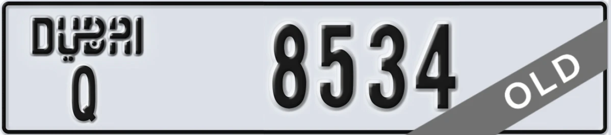 UAE License Plate Dubai Q 8534