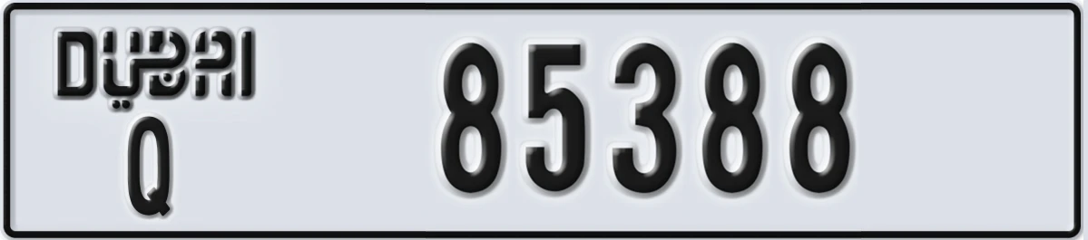 UAE License Plate Dubai Q 85388