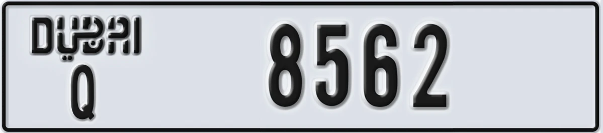UAE License Plate Dubai Q 8562