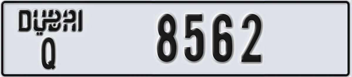 UAE License Plate Dubai Q 8562