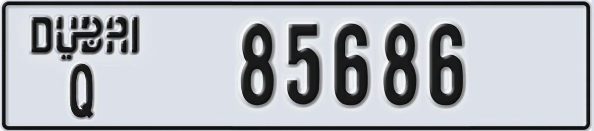 UAE License Plate Dubai Q 85686