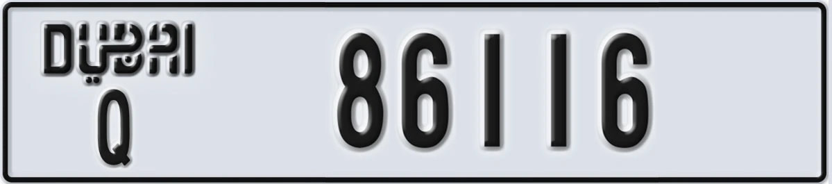 UAE License Plate Dubai Q 86116