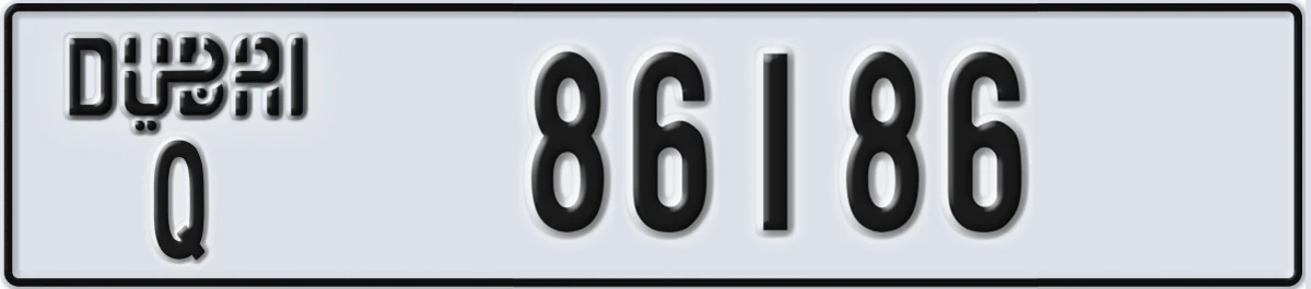 UAE License Plate Dubai Q 86186