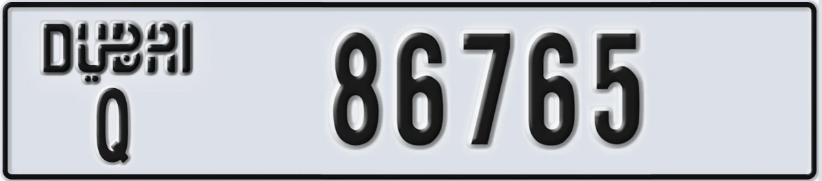 UAE License Plate Dubai Q 86765