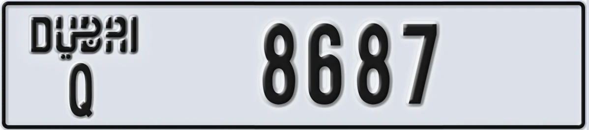 UAE License Plate Dubai Q 8687