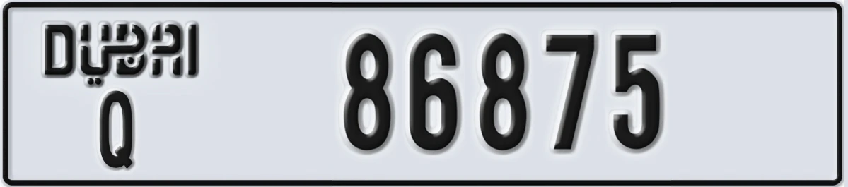 UAE License Plate Dubai Q 86875