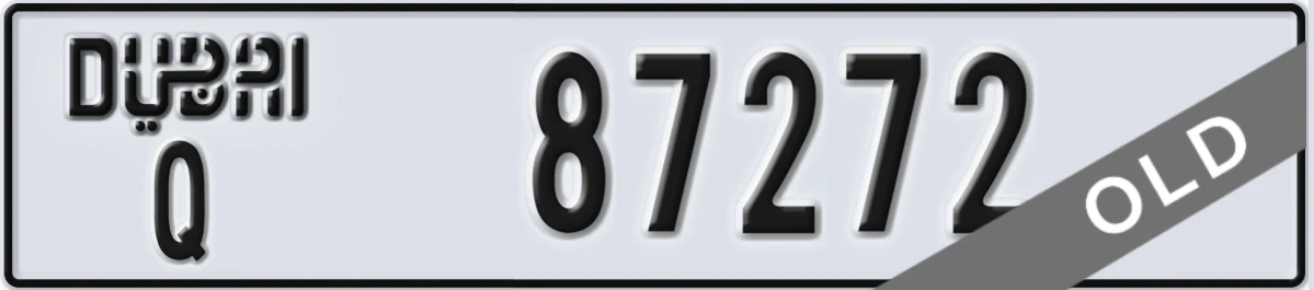 UAE License Plate Dubai Q 87272