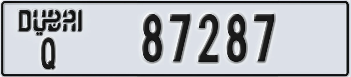 UAE License Plate Dubai Q 87287