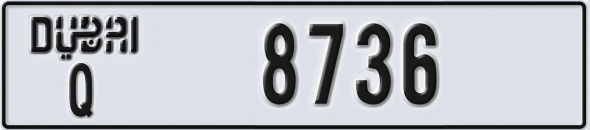 UAE License Plate Dubai Q 8736