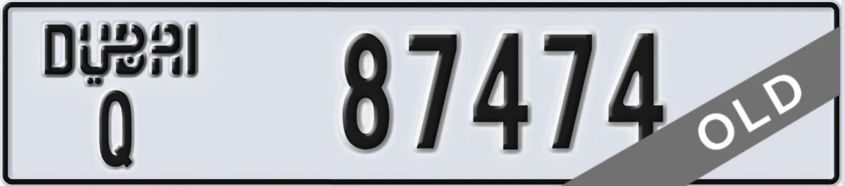 UAE License Plate Dubai Q 87474