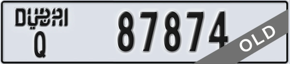 UAE License Plate Dubai Q 87874