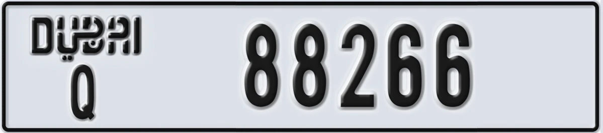 UAE License Plate Dubai Q 88266