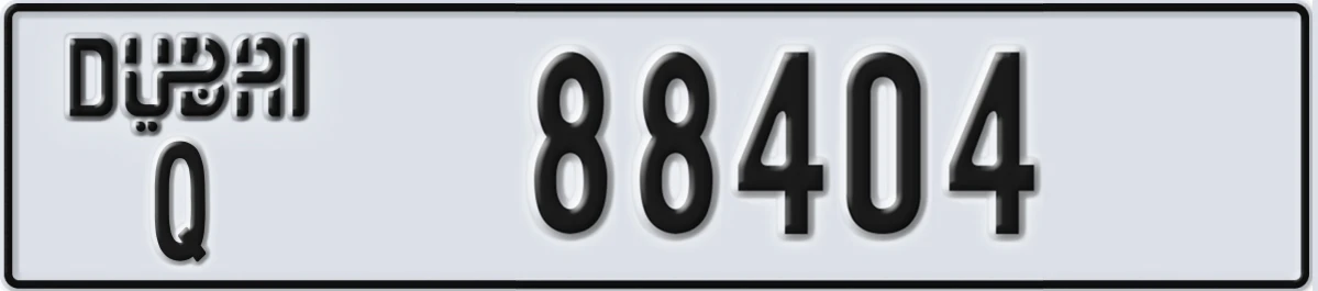 UAE License Plate Dubai Q 88404