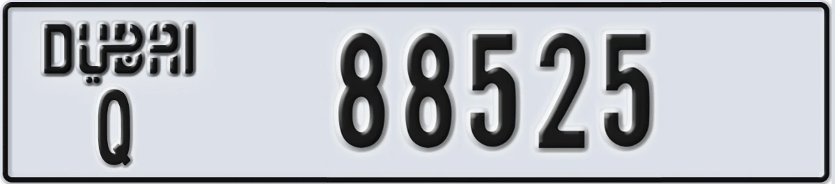 UAE License Plate Dubai Q 88525