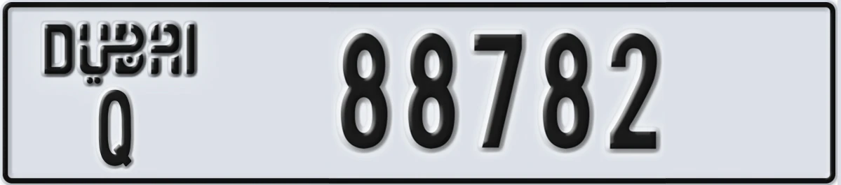 UAE License Plate Dubai Q 88782
