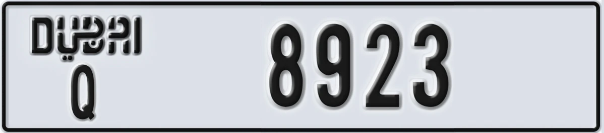 UAE License Plate Dubai Q 8923