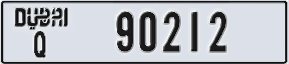 UAE License Plate Dubai Q 90212