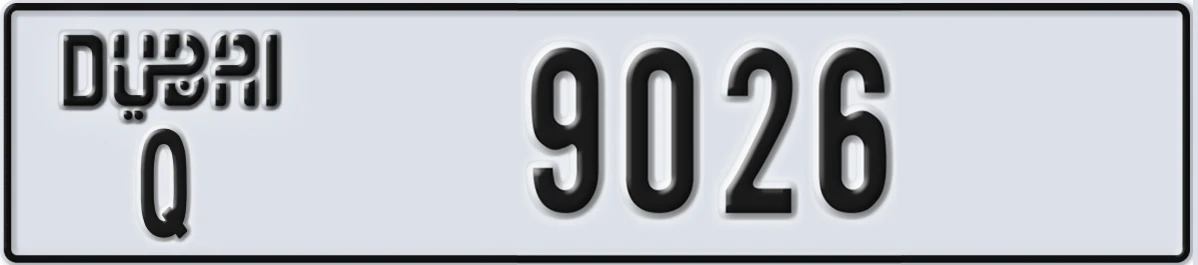 UAE License Plate Dubai Q 9026