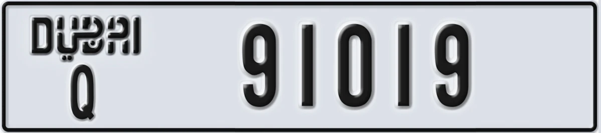 UAE License Plate Dubai Q 91019