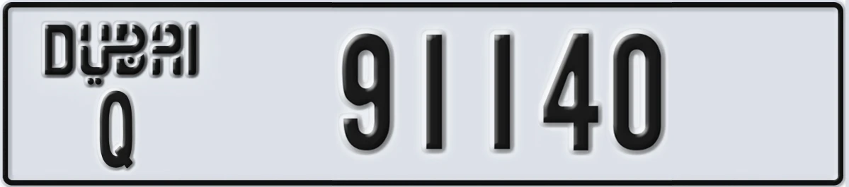 UAE License Plate Dubai Q 91140