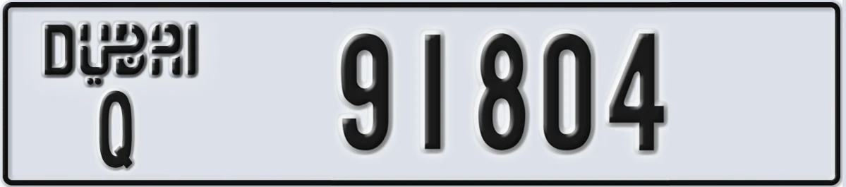 UAE License Plate Dubai Q 91804