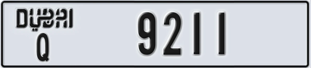 UAE License Plate Dubai Q 9211